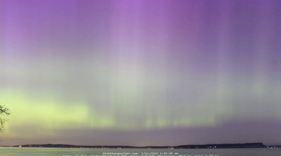 The aurora borealis spotted in a time-lapse above Washington state during solar storms