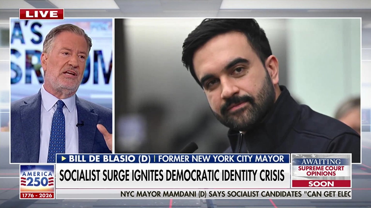 Bill de Blasio: Democratic socialists represent needed 'insurgency' in party