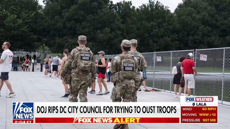DOJ rips DC city council for trying to oust National Guard troops