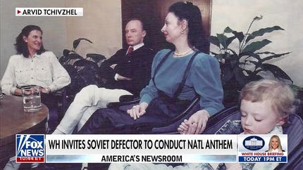 Soviet defector Edvard Tchivzhel celebrates 35 years of freedom, conducts national anthem