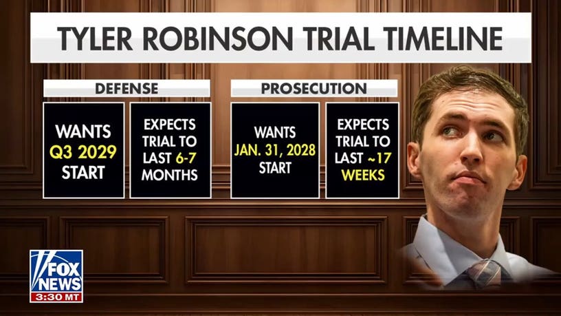 Tyler Robinson defense pushes for 2029 trial start date