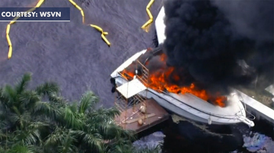 Warning graphic content: Boat in Ft. Lauderdale catches fire
