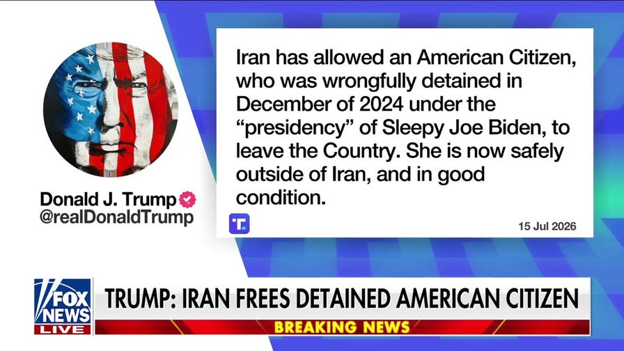 President Donald Trump: Iran has freed detained American citizen