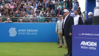 Golf crowd cheers Trump as he walks out at Irish Open