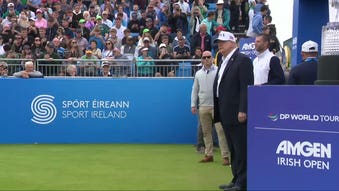 Golf crowd cheers Trump as he walks out at Irish Open