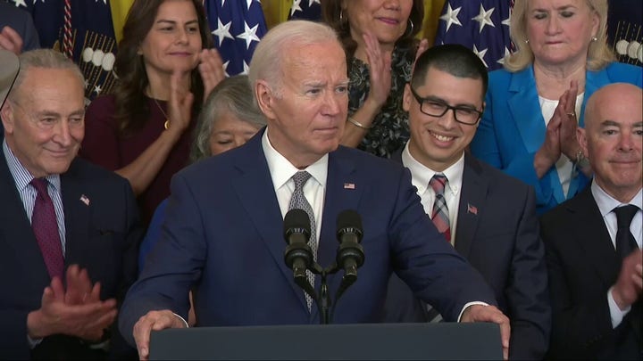 Biden appears to freeze up, forget Homeland Security Secretary’s name during White House event: ‘all kidding aside’