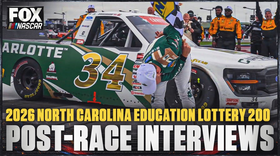 Layne Riggs and Kaden Honeycutt after North Carolina Education Lottery 200 at Charlotte Motor Speedway 🎤 NASCAR on FOX