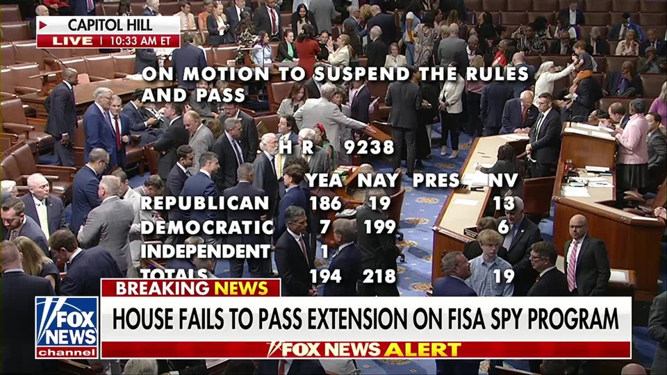 House fails to pass extension on FISA spy program