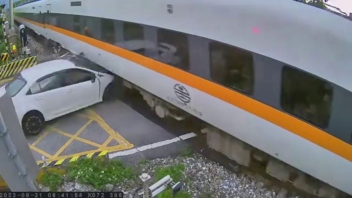 Drunk driver smashes into a speeding train in Taiwan
