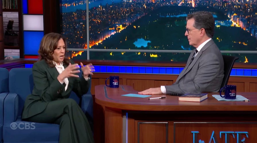 Kamala Harris decries 'broken' system as Colbert wonders if she's quitting politics