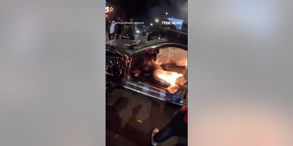 WATCH: Car catches fire, EXPLODES as mob takes over Chicago street
