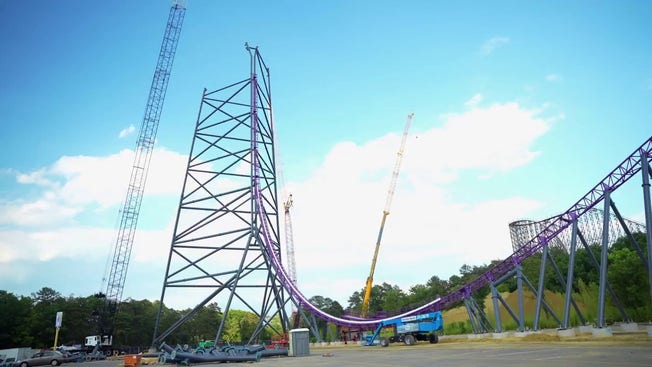 Six Flags coaster surpasses 320 feet, with more towering track still ahead