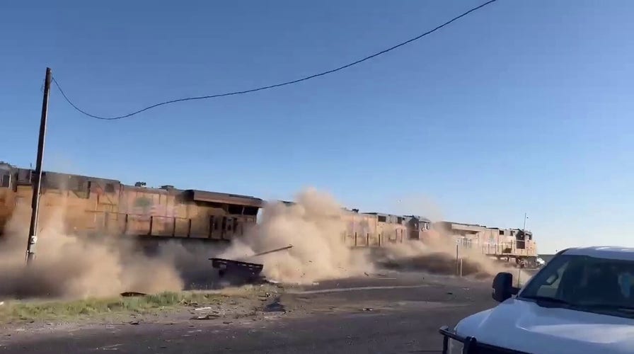 Freight train smashes into truck in Odessa, Texas