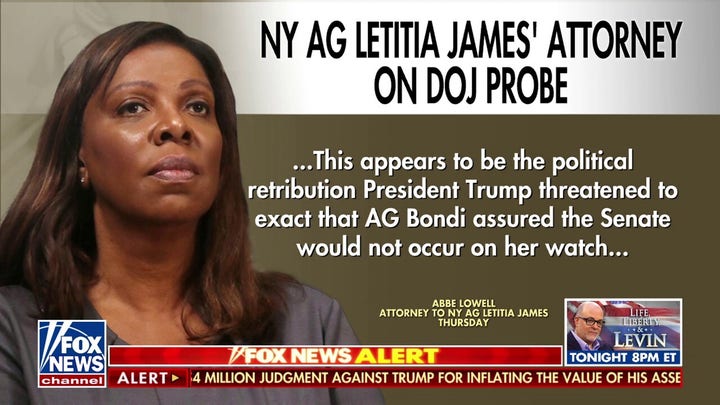 NY AG Letitia James’ attorney calls fraud probe ‘political retribution’