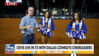 Steve Doocy learns a dance routine from Dallas Cowboys cheerleaders