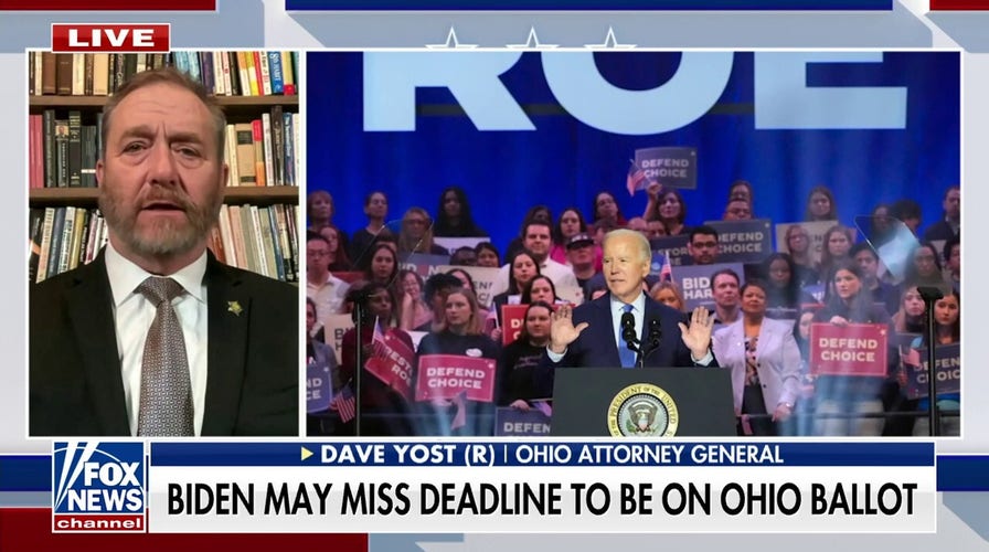 Ohio AG says Dems may miss deadline to put Biden on ballot: 'They're going to do it by the law'