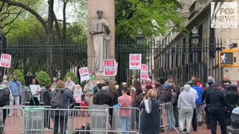 Anti-Israel demonstrators outside Columbia University