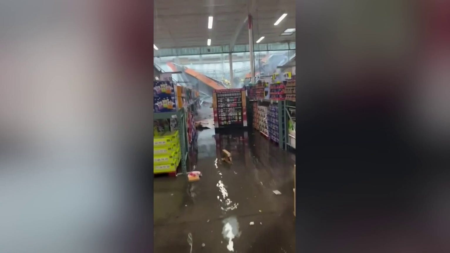 Video shows moments after roof collapses at New Jersey BJ's during severe weather
