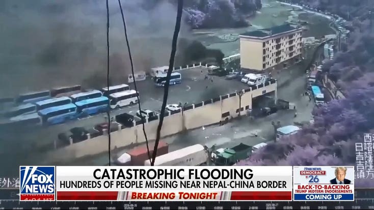 Flash flooding on China-Nepal border leaves hundreds dead and missing, 10,000 homes destroyed