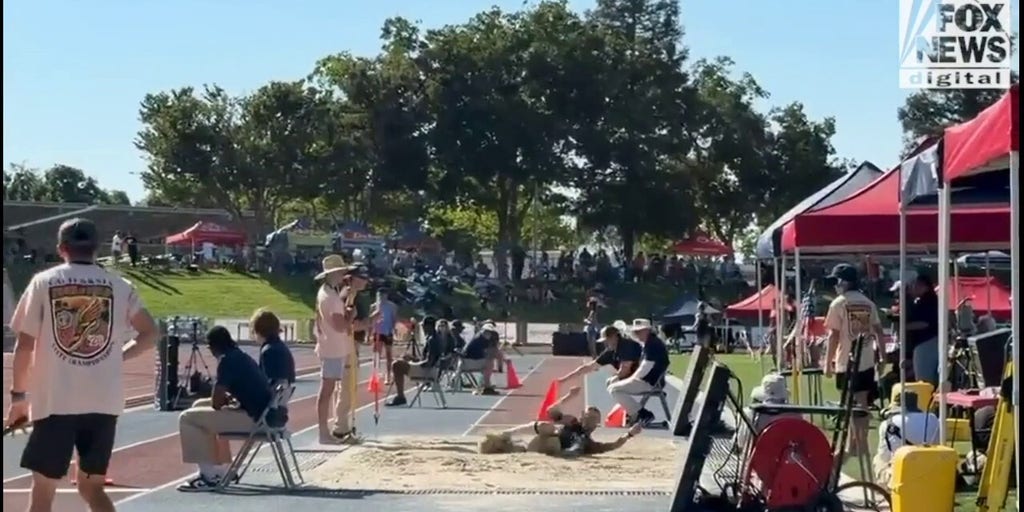 Trans athlete AB Hernandez competes in girls’ long jump at California state championships