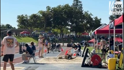 Trans athlete AB Hernandez competes in girls’ long jump at California state championships