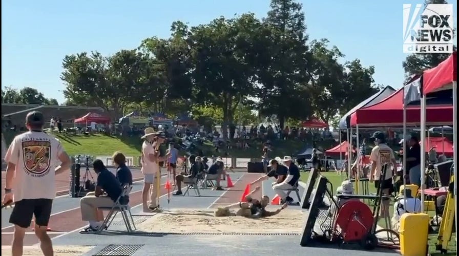 Trans athlete AB Hernandez competes in girls’ long jump at California state championships
