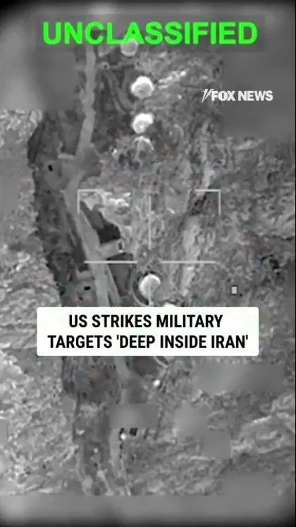 US forces shown 'striking military targets deep inside Iran'