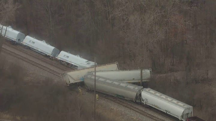 Train derails outside Detroit, Michigan, with one car carrying hazardous materials