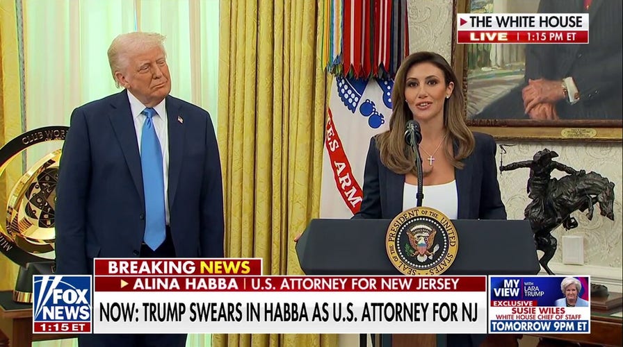 Trump joins Alina Habba’s swearing-in ceremony for US attorney