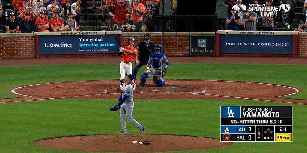 Orioles' Jackson Holliday breaks up Dodgers pitcher Yoshinobu Yamamoto's no-hitter with home run in ninth inning