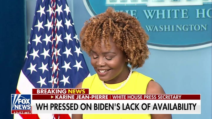  Karine Jean-Pierre laughs off call for Biden to talk to reporters about health