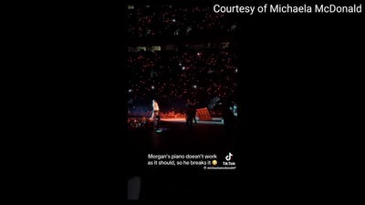 Morgan Wallen pushes over a piano after getting frustrated on stage