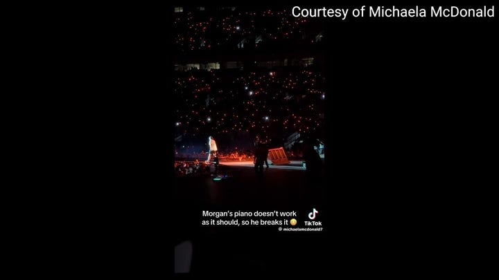 Morgan Wallen pushes over a piano after getting frustrated on stage