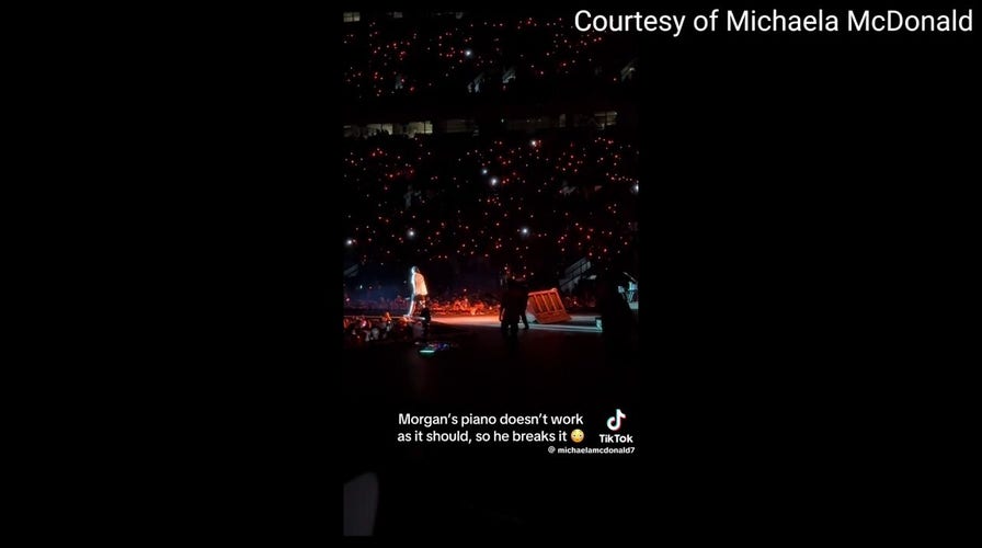 Morgan Wallen pushes over a piano after getting frustrated on stage