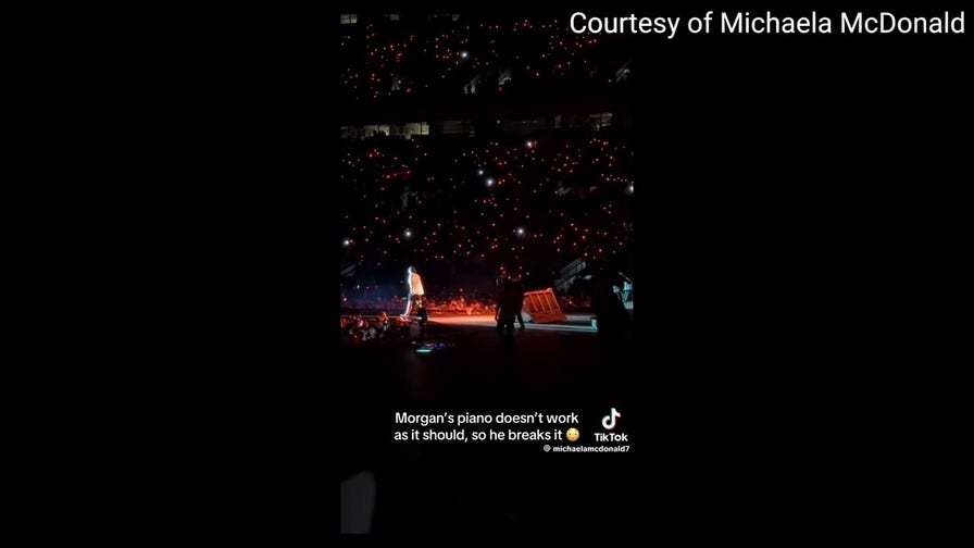 Morgan Wallen pushes over a piano after getting frustrated on stage