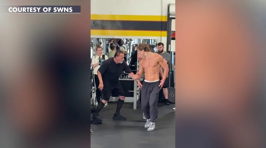 Arnold Schwarzenegger trains lookalike son Joseph Baena at gym as bodybuilding buzz grows