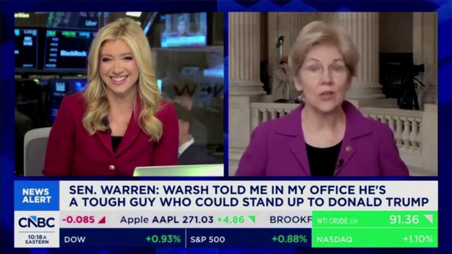 Liz Warren in disbelief after CNBC host compares her rhetoric on Fed nominee to Trump's
