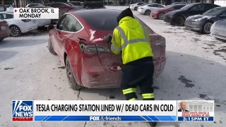 Tesla charging station flooded with dead cars as freezing temperatures lead to charging issues - Fox News
