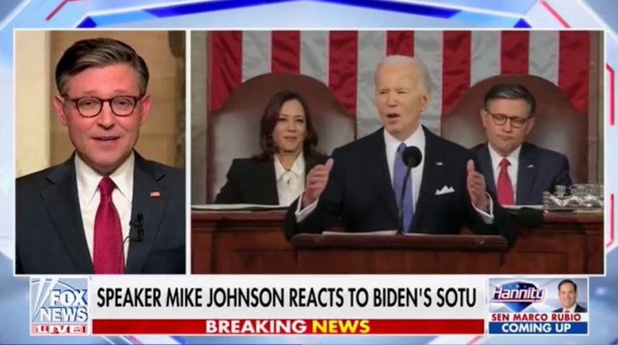 House Speaker Mike Johnson says Biden 'missed his cue' on SOTU introduction flub