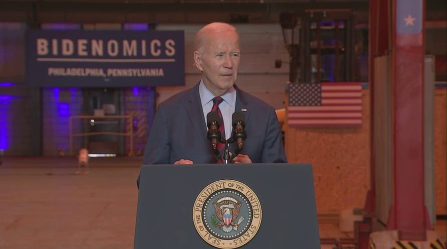 Biden stumbles over words in 'Bidenomics' speech