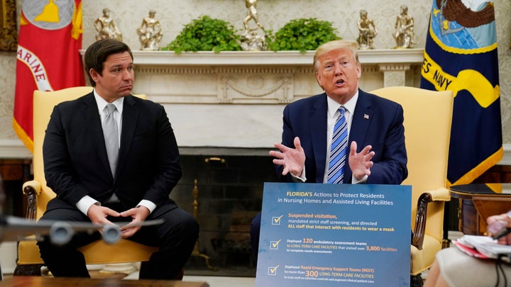 President Trump meets with Florida Gov. Ron DeSantis, touts success of paycheck program