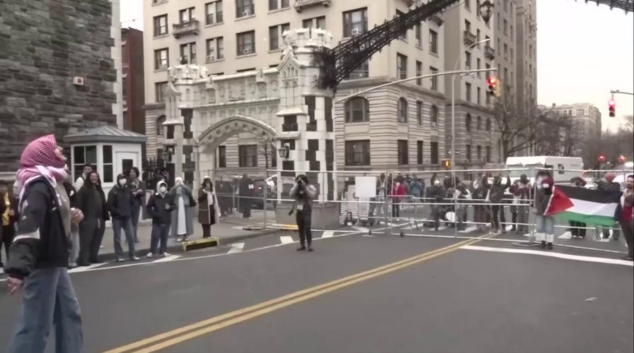 Anti-Israel protesters gathered outside CUNY