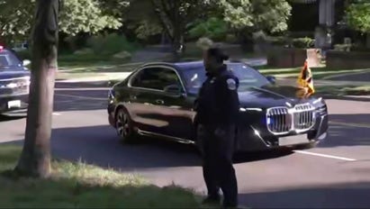 King Charles III arrives at garden party