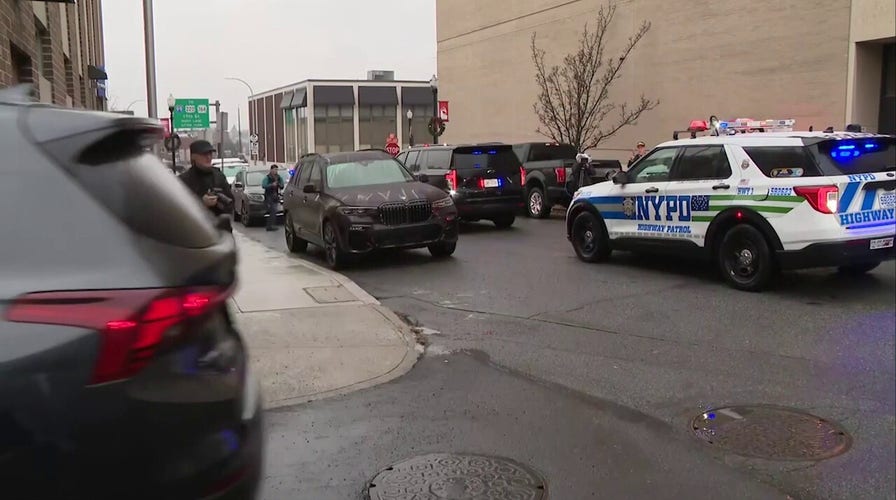 NYPD officials arrive at PA police station after CEO murder suspect arrested