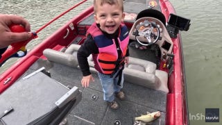 Little boy impresses dad by catching his first fish - Fox News