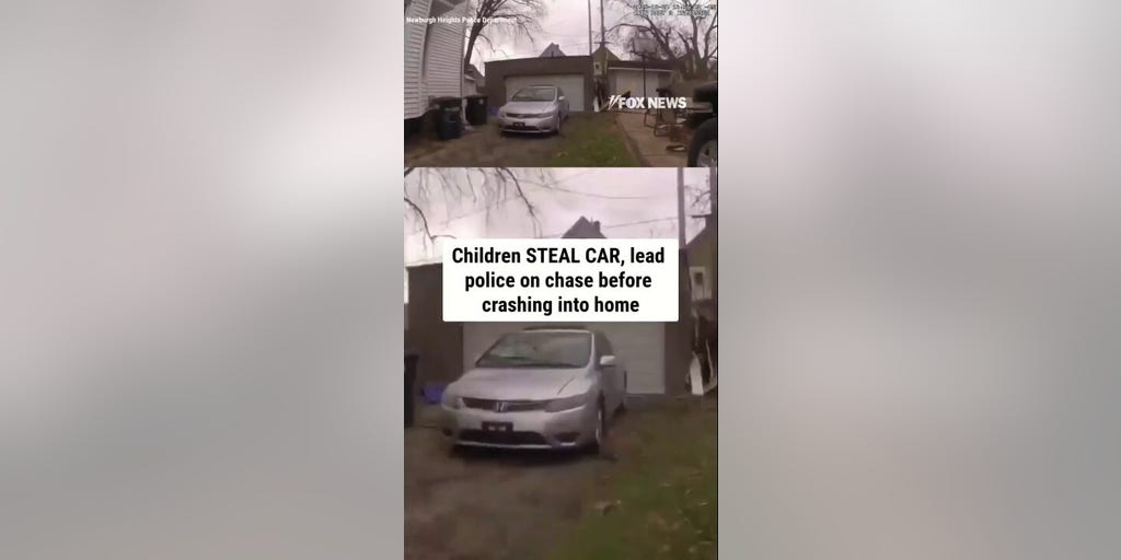 Children STEAL CAR, lead police on chase before crashing into home