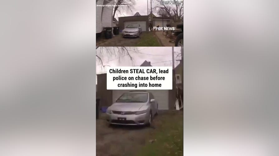 Children STEAL CAR, lead police on chase before crashing into home