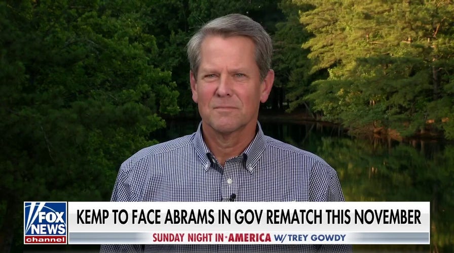 Goewerneur. Brian Kemp previews rematch against Stacey Abrams, the 'fight for the soul of the country'
