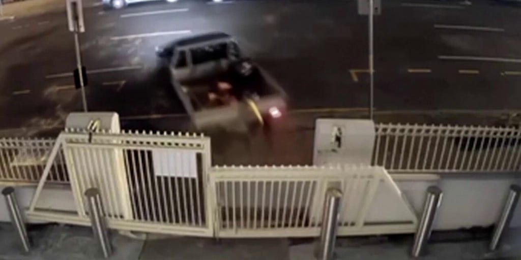 Video shows moment truck slams into gates of Australian synagogue