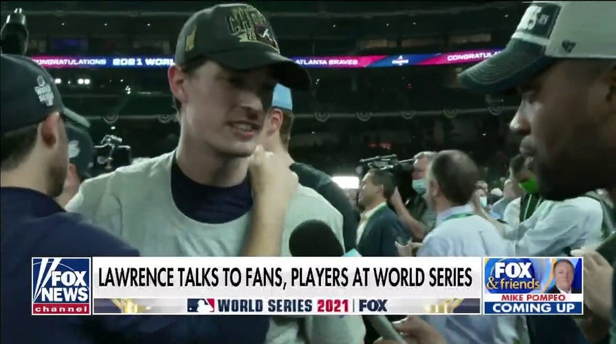 Lawrence Jones talks to Braves players, Astros fans at World Series Game 6